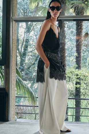 Длинный кружевной топ — коллекция Zara «Zw»- Заказать в России