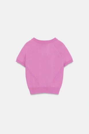 Топ с короткими рукавами и V-образным вырезом- Заказать в России