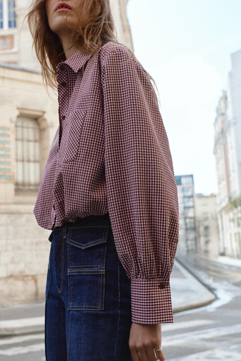 УКОРОЧЕННАЯ РУБАШКА В КЛЕТКУ ВИШИ