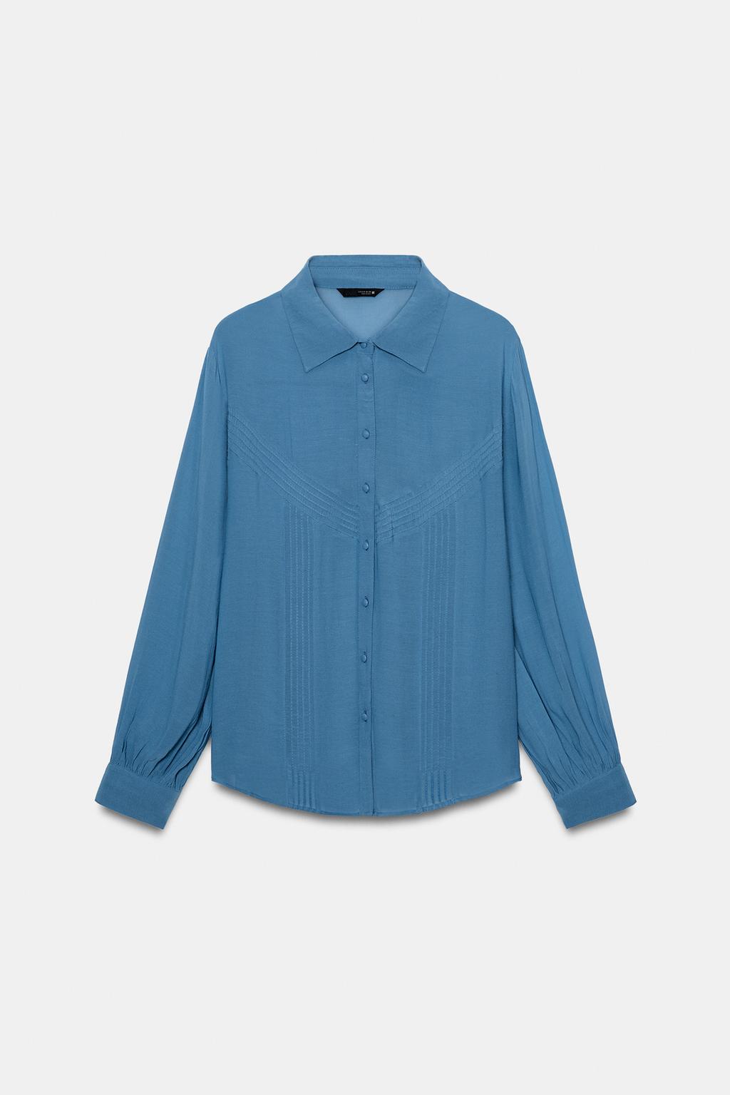 РУБАШКА СТРУЯЩЕГОСЯ КРОЯ СО СБОРКАМИ