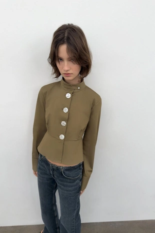 Рубашка из поплина на пуговицах- Заказать в России