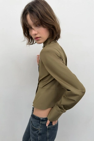 Рубашка из поплина на пуговицах- Заказать в России