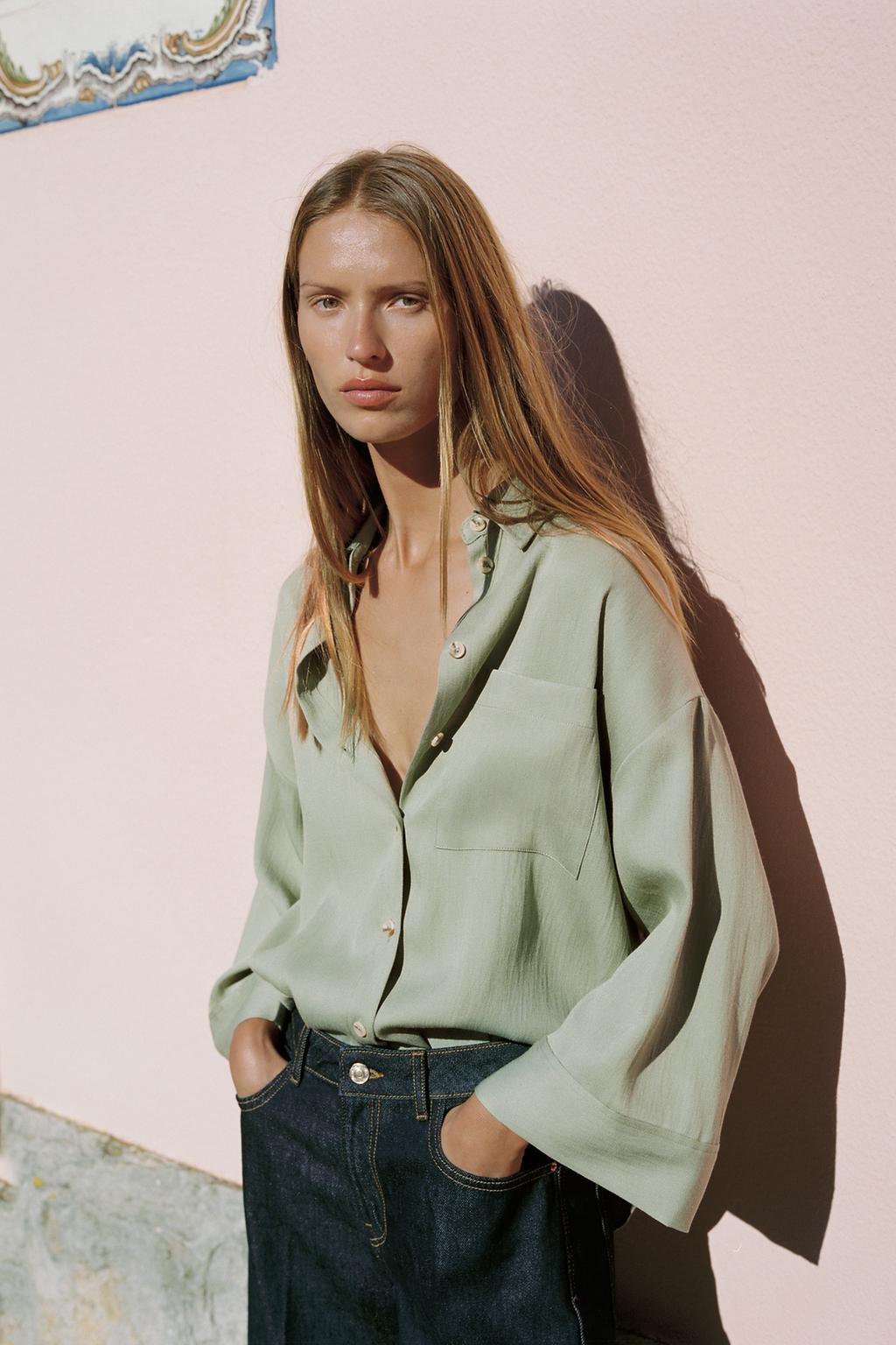 РУБАШКА ОВЕРСАЙЗ С ШИРОКИМИ РУКАВАМИ