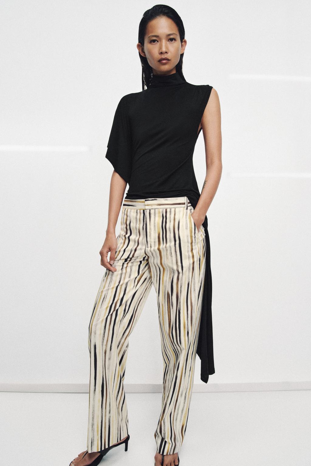 БРЮКИ ИЗ ПОПЛИНА В ПОЛОСКУ — коллекция Zara «ZW»