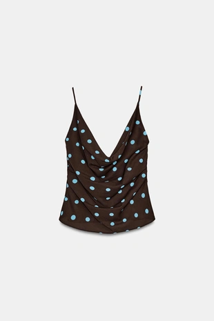 Топ из лёгкой ткани в горошек- Заказать в России