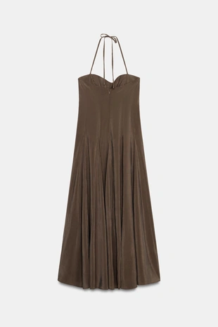 Платье миди с горловиной халтер