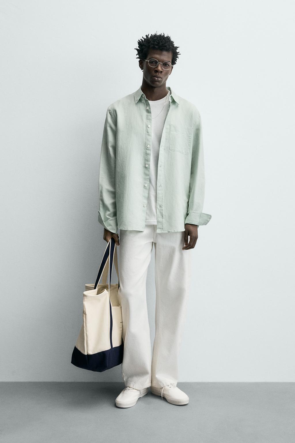 РУБАШКА КЛАССИЧЕСКОГО КРОЯ ИЗ ЛЬНА И ХЛОПКА