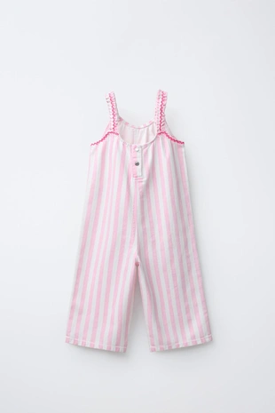 Длинный комбинезон из саржи в полоску- Заказать в России