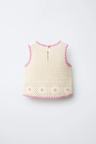 Топ из кружева кроше с цветами- Заказать в России