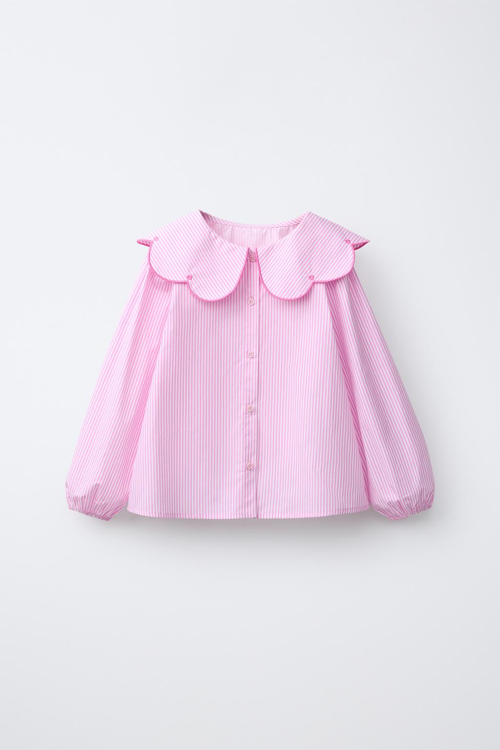 РУБАШКА В ПОЛОСКУ С ВЫШИВКОЙ НА ВОРОТНИКЕ