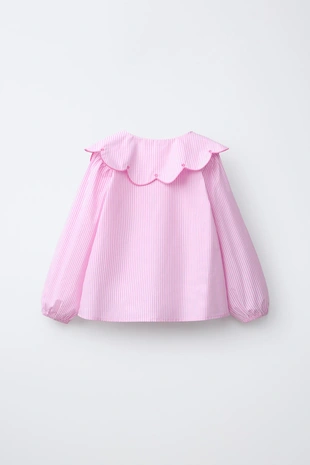 Рубашка в полоску с вышивкой на воротнике- Заказать в России