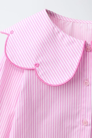 Рубашка в полоску с вышивкой на воротнике- Заказать в России