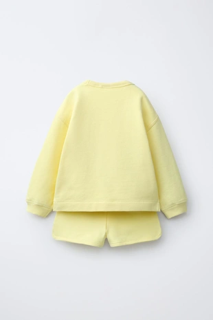 Комплект из толстовки и шортов с прорезиненным цветом- Заказать в России