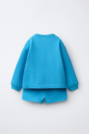 Комплект из толстовки и шорт с резиновым цветком- Заказать в России