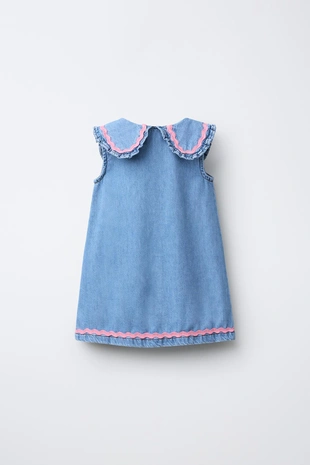 Джинсовое платье с волнистым краем- Заказать в России