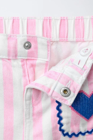 Брюки-кюлоты из твила в полоску- Заказать в России