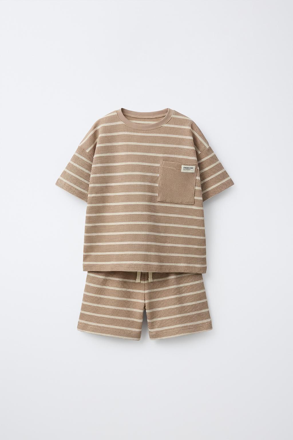 Пижама из вафельной ткани в полоску для детей от 1,5 до 6 лет