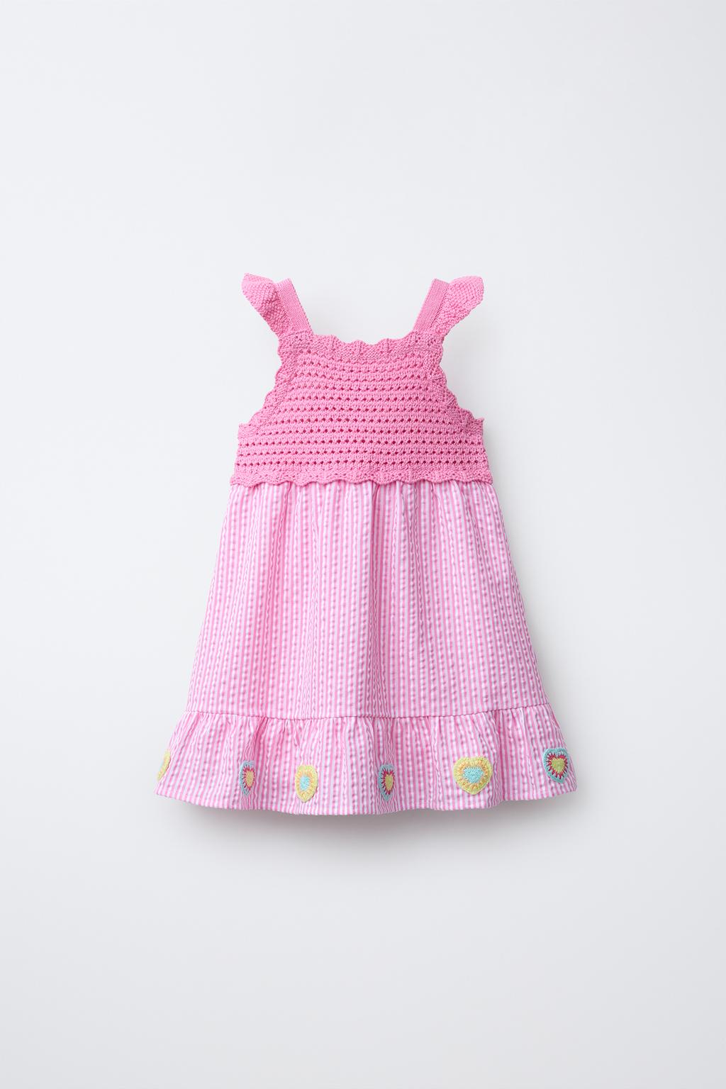 КОМБИНИРОВАННОЕ ТРИКОТАЖНОЕ ПЛАТЬЕ С СЕРДЕЧКАМИ