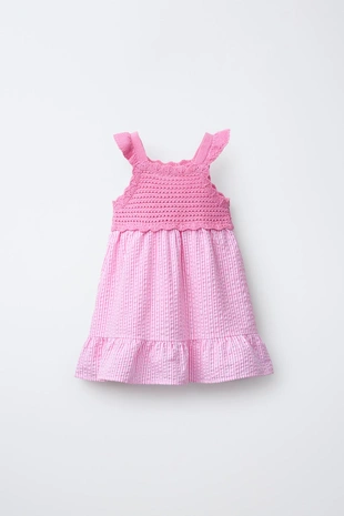 Комбинированное трикотажное платье с сердечками- Заказать в России