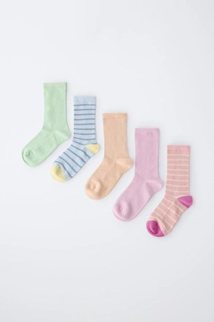 Набор из пяти пар высоких носков в полоску- Заказать в России