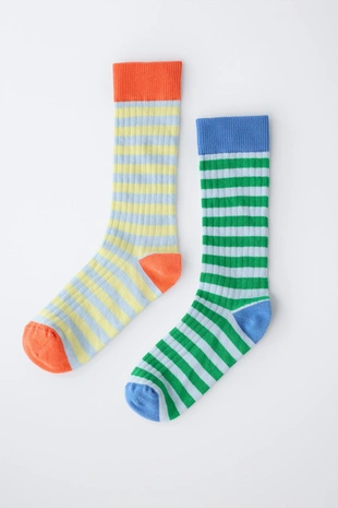 Набор из двух пар высоких носков в полоску