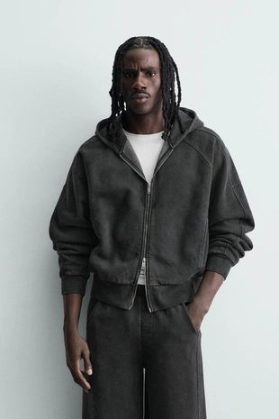 Укороченная толстовка с капюшоном- Заказать в России