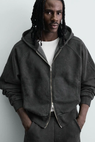 Укороченная толстовка с капюшоном- Заказать в России