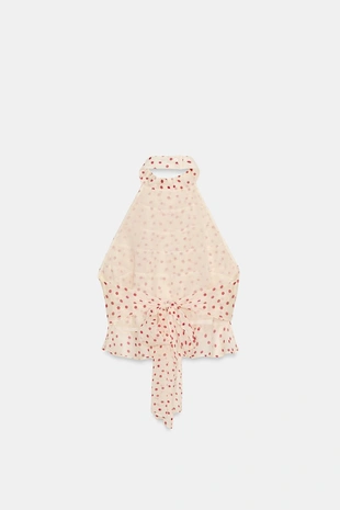 Топ из жоржета с горловиной халтер