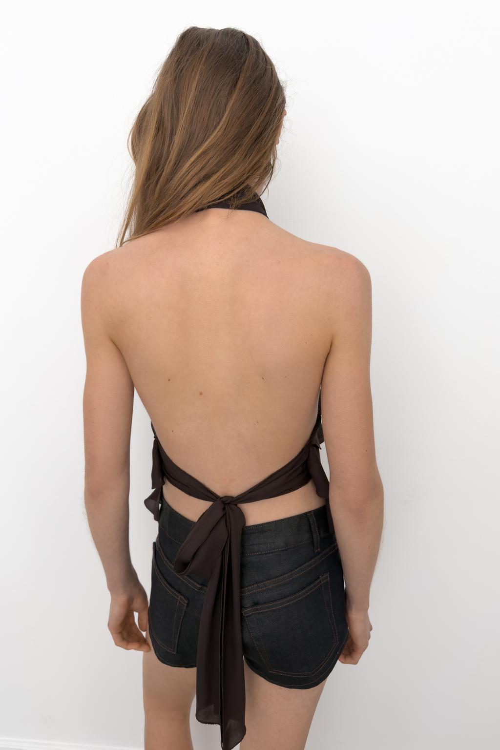 ТОП ИЗ ЖОРЖЕТА С ГОРЛОВИНОЙ ХАЛТЕР