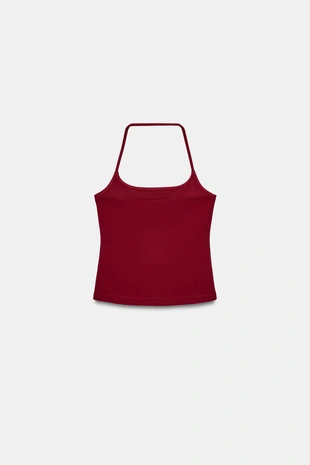 Эластичный топ с горловиной халтер- Заказать в России