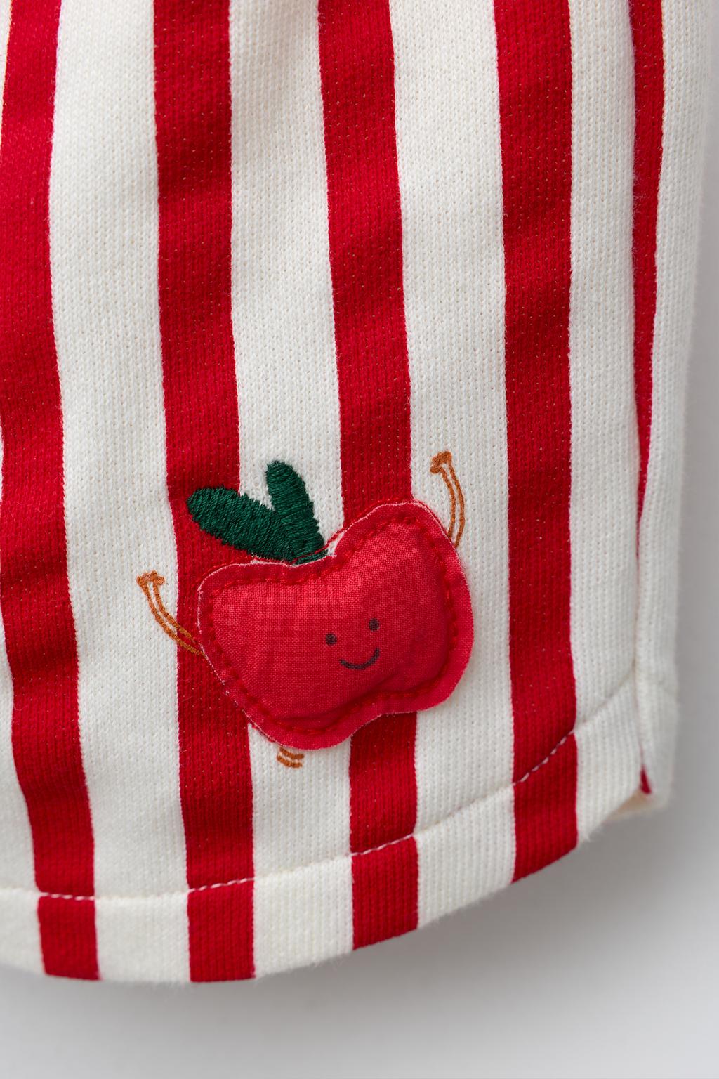 ШОРТЫ-БЕРМУДЫ В ПОЛОСКУ С АППЛИКАЦИЕЙ-ЯБЛОКОМ