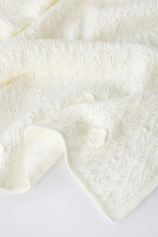 Вязаный плед с 3D цветами- Заказать в России