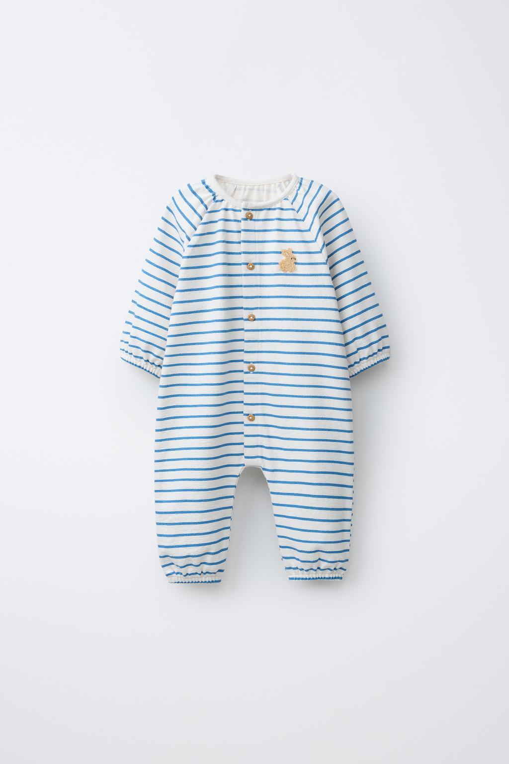 КОМБИНЕЗОН В ПОЛОСКУ С ВЫШИВКОЙ «КРОЛИК»