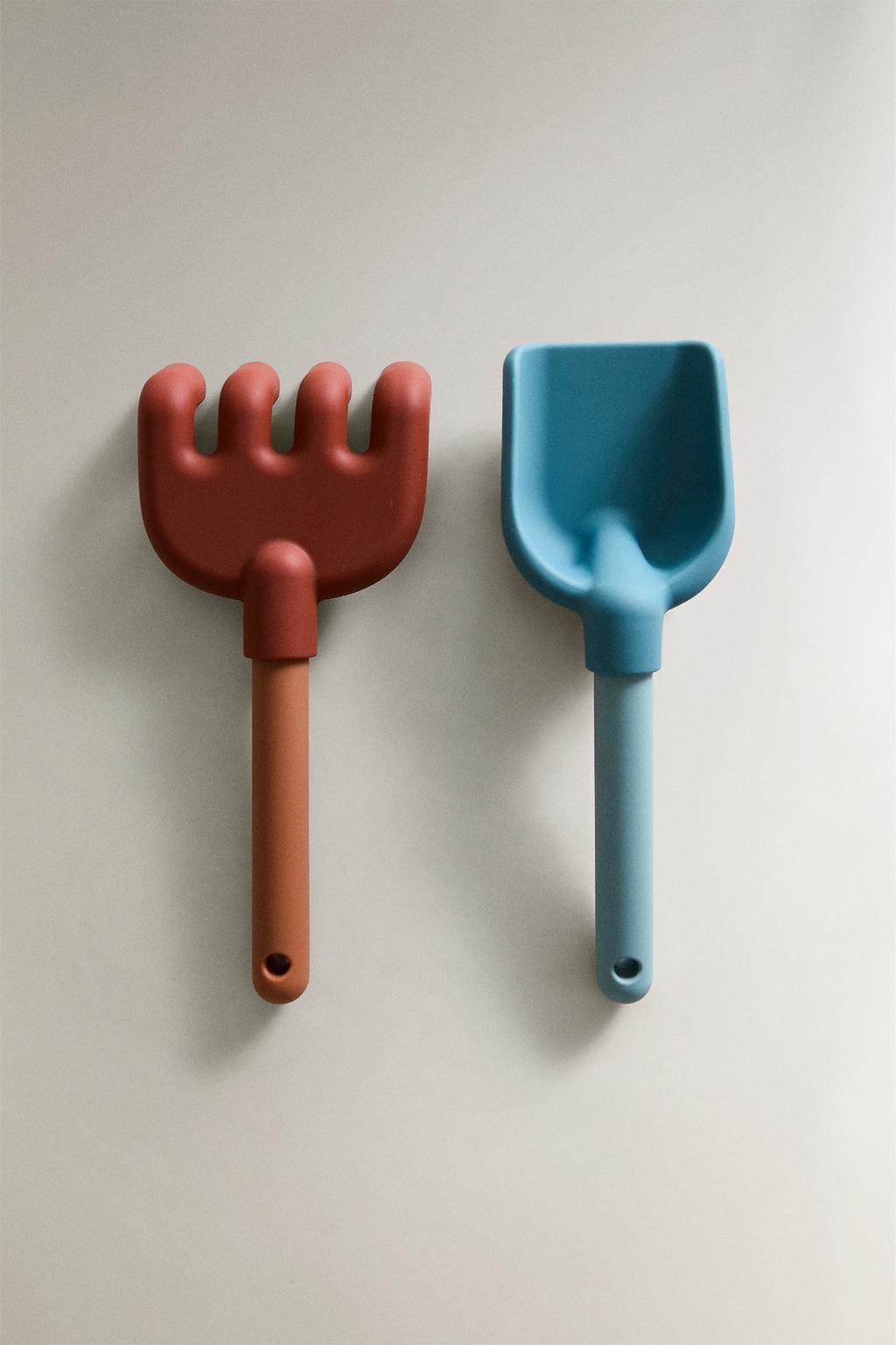 Набор силиконовых лопатки и грабель для пляжа детский (набор из 2)