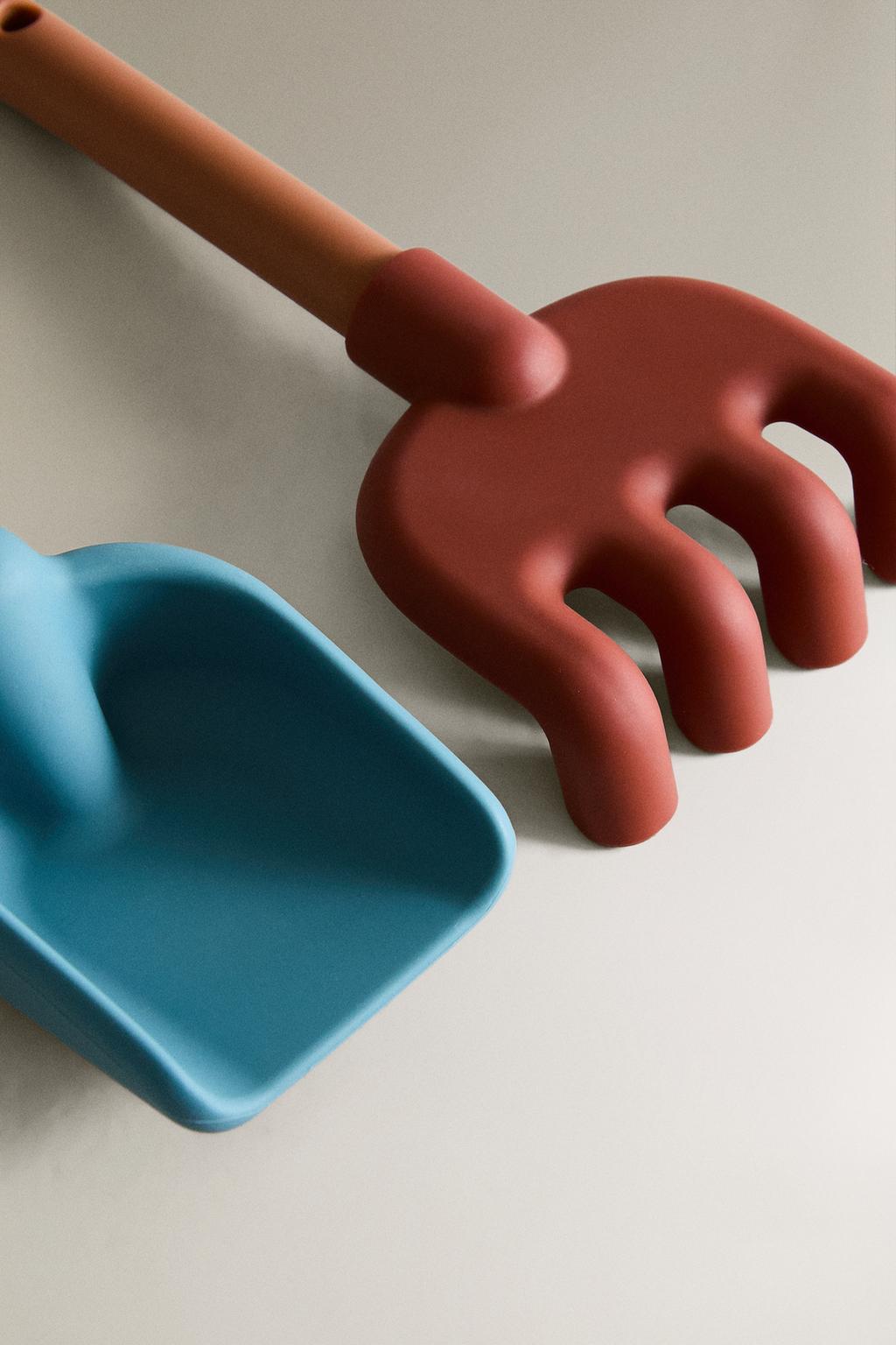 Набор силиконовых лопатки и грабель для пляжа детский (набор из 2)