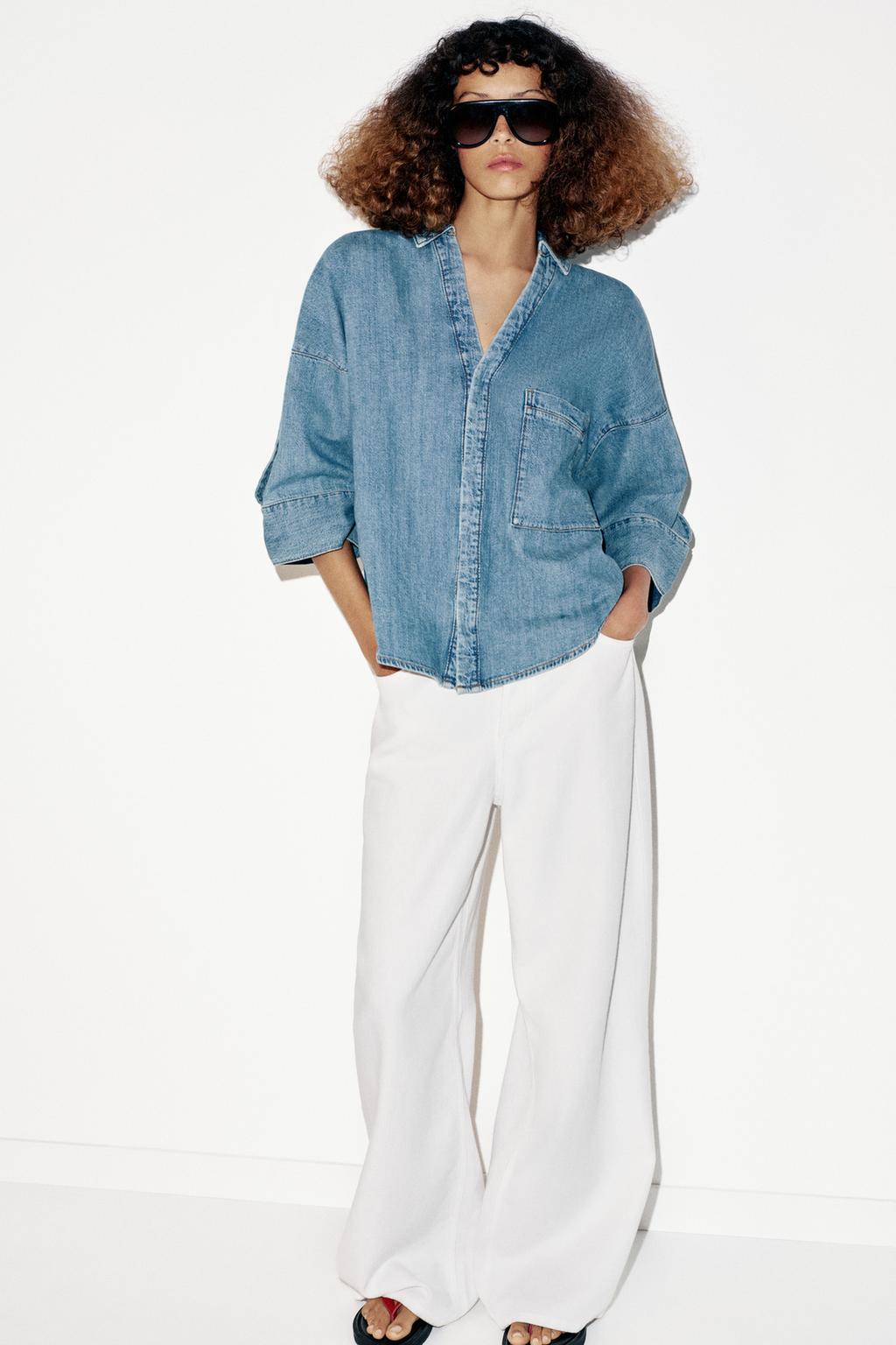 ДЖИНСОВАЯ РУБАШКА Z1975 С ШИРОКИМИ РУКАВАМИ