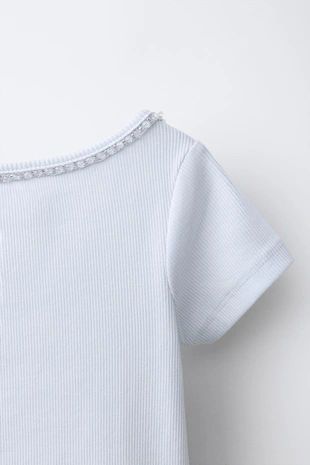 Футболка в рубчик со стразами- Заказать в России