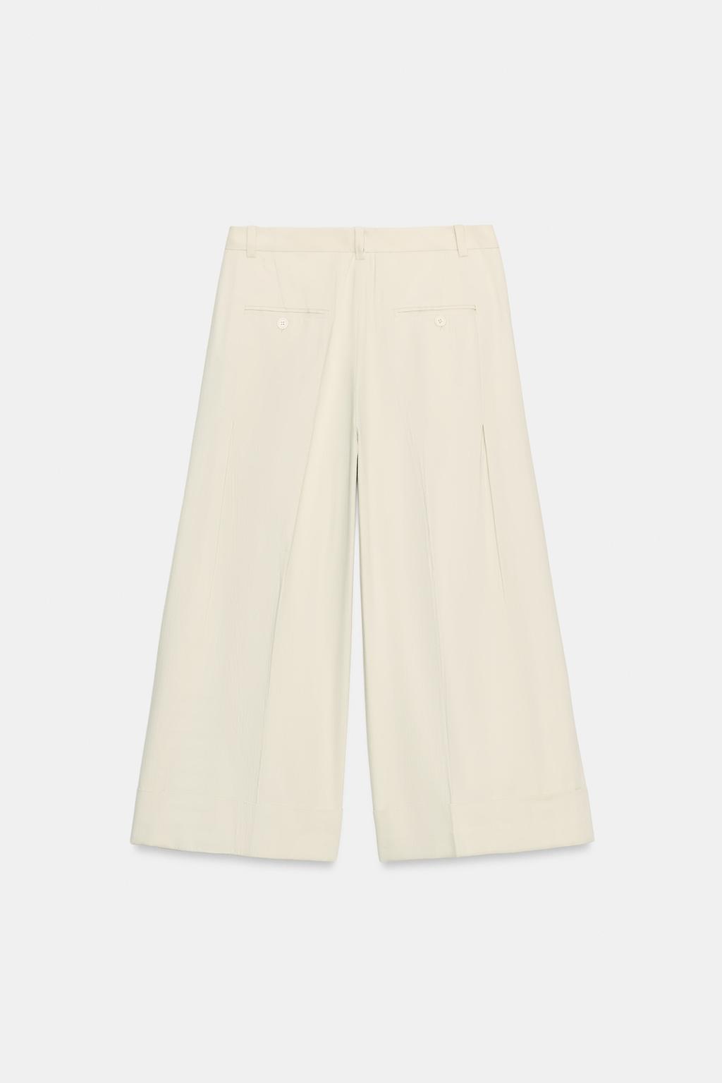 БРЮКИ С ЗАЩИПАМИ ИЗ СМЕСОВОГО ЛЬНА — коллекция Zara «ZW»