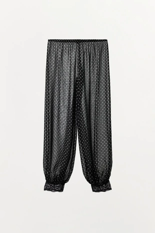 Брюки-шары в горошек с кружевом- Заказать в России