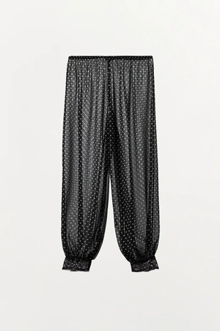 Брюки-шары в горошек с кружевом- Заказать в России