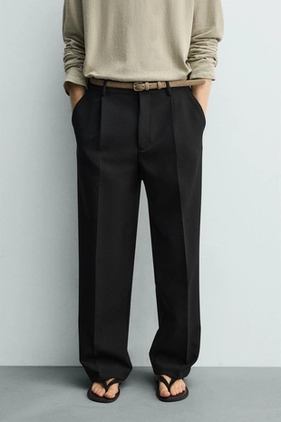 Укороченные брюки свободного кроя со складками- Заказать в России