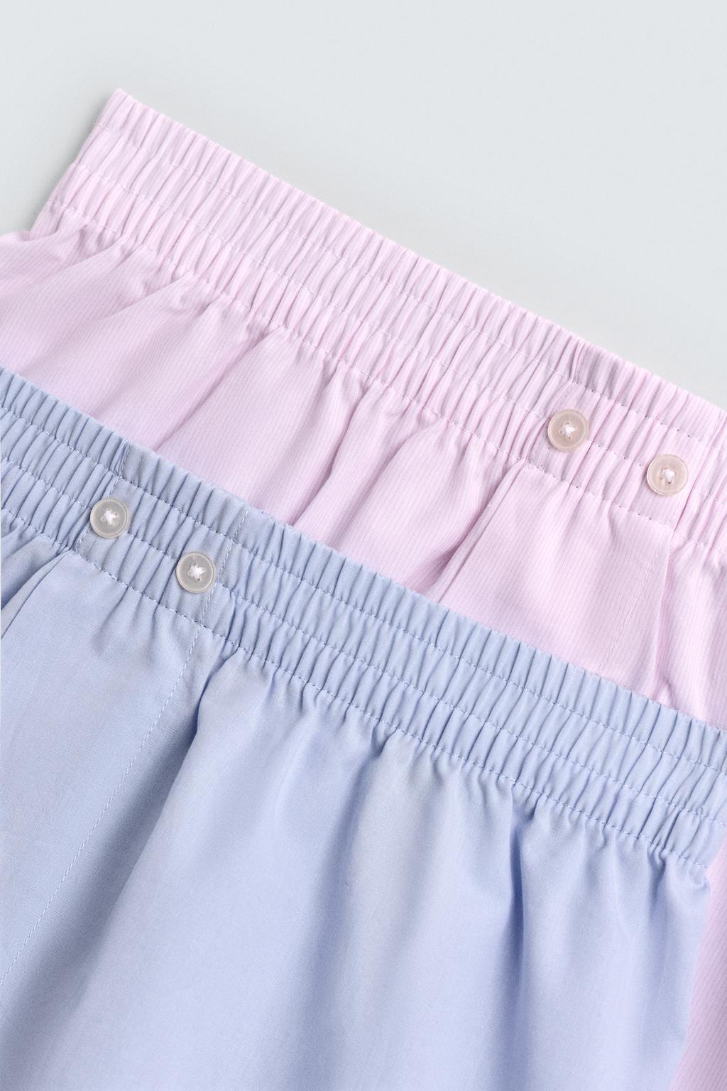 НАБОР ИЗ ДВУХ ТРУСОВ-БОКСЕРОВ ИЗ ПОПЛИНА В КОНТРАСТНУЮ ПОЛОСКУ