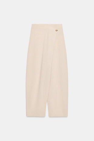 Брюки с запахом из фактурной ткани- Заказать в России