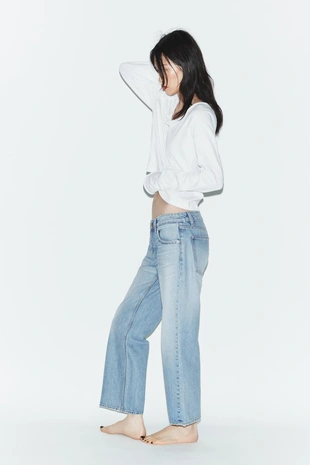 Укороченные джинсы Trf  с низкой посадкой- Заказать в России