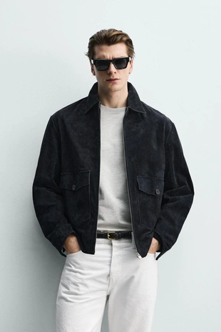 Замшевая куртка классического кроя- Заказать в России