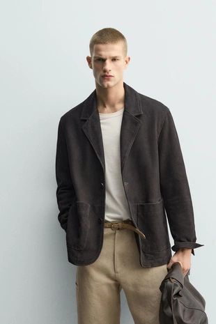 Блейзер из замши с эффектом потертости- Заказать в России