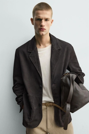 Блейзер из замши с эффектом потертости- Заказать в России