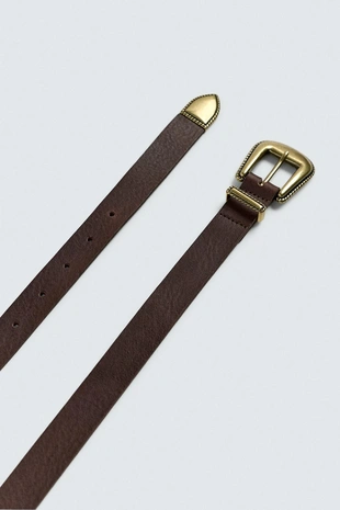 Кожаный ремень с металлическим наконечником- Заказать в России