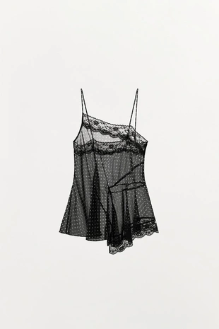 Топ в горошек с кружевом- Заказать в России