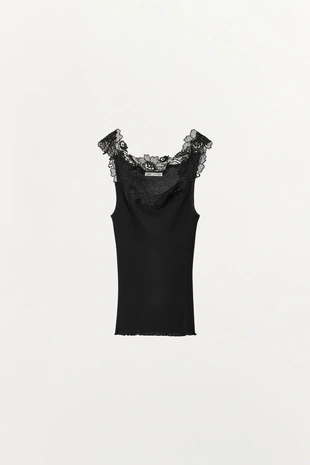 Топ в рубчик с кружевом